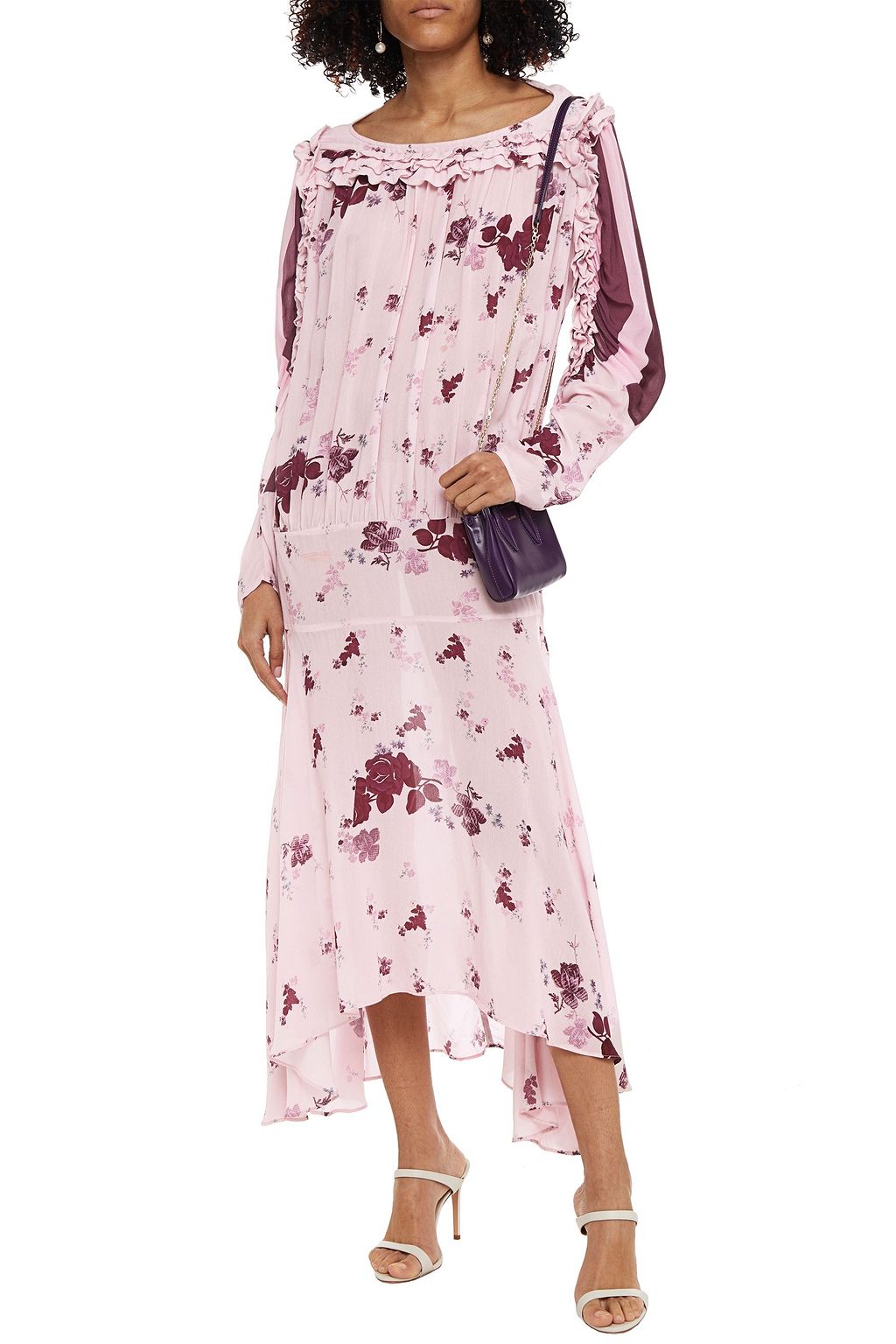 PREEN LINE Sora ruffled printed crepe de chine midi dress