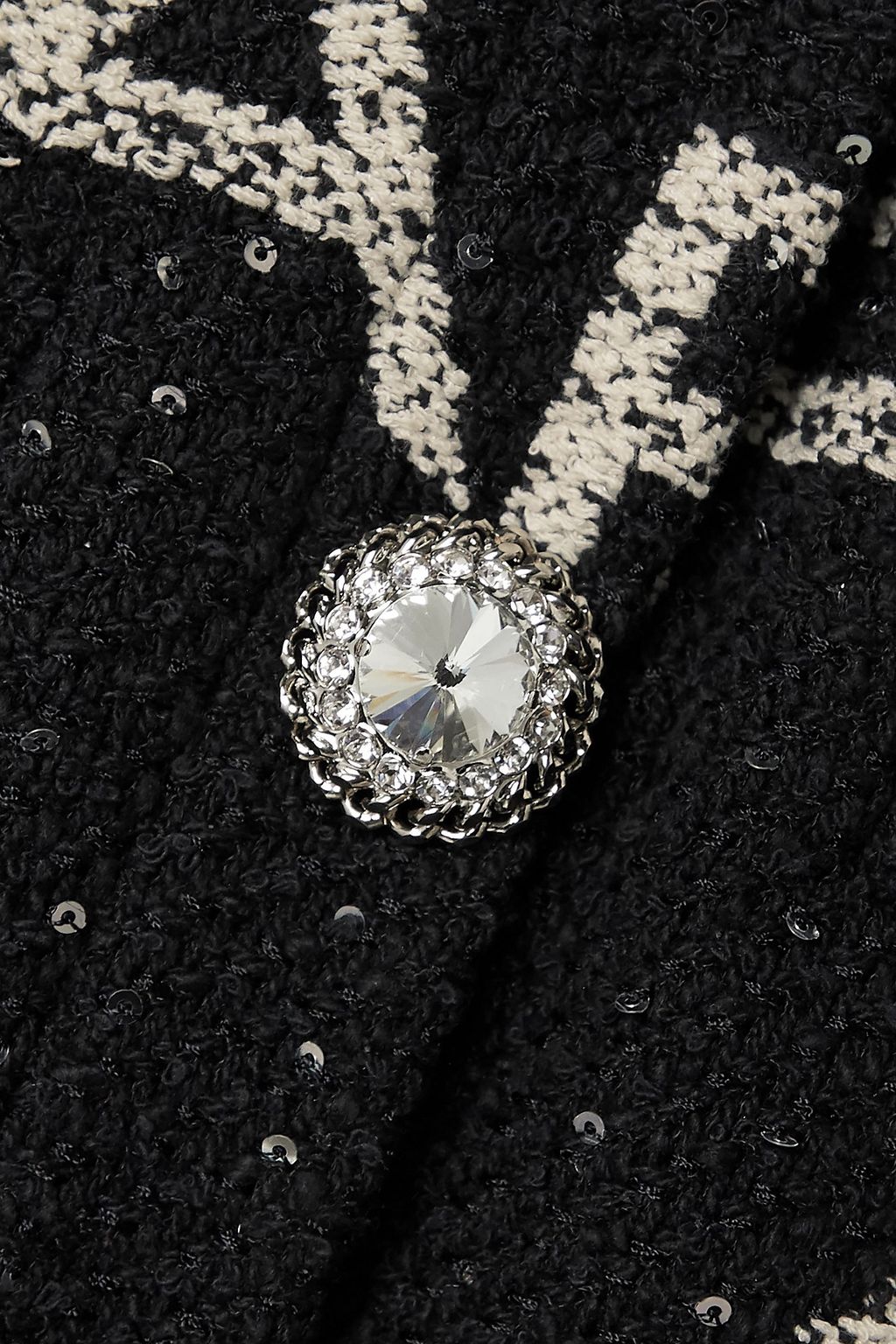 ALESSANDRA RICH Cropped crystal-embellished sequined tweed jacket