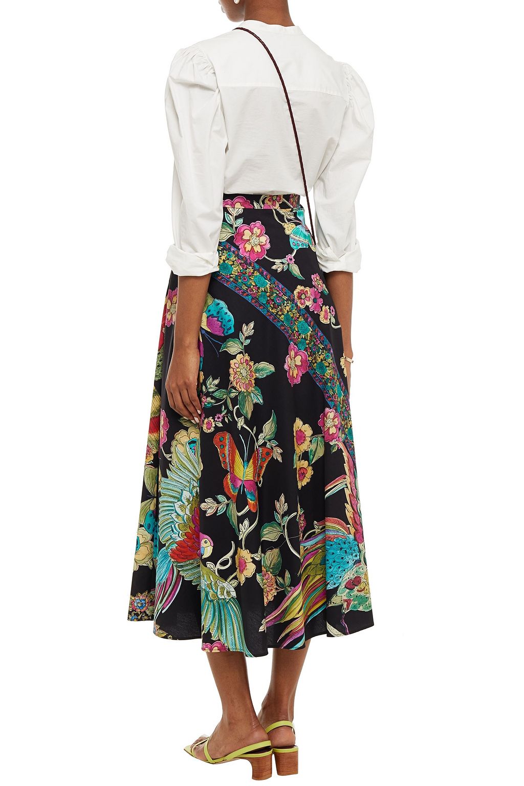 REDVALENTINO Printed cotton-poplin midi skirt