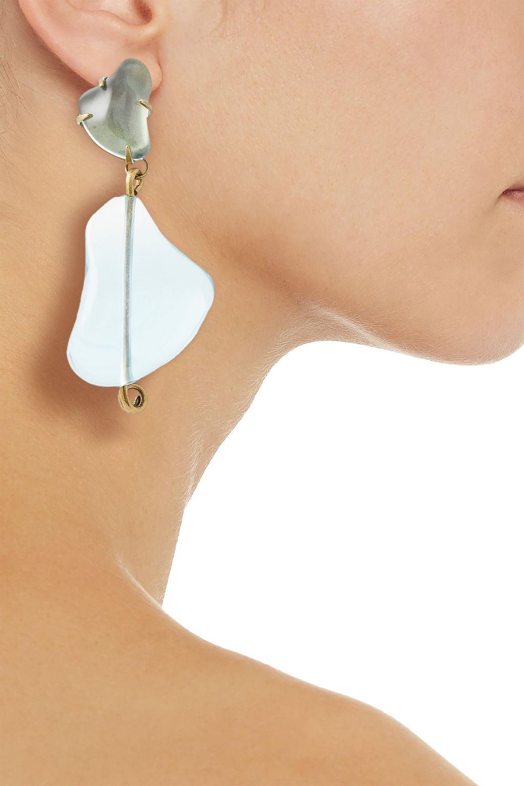 MARNI Gold-tone resin clip earrings