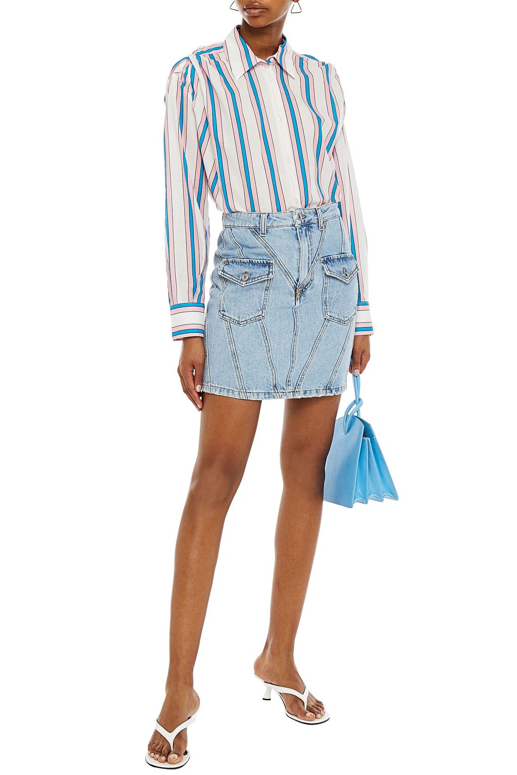 MSGM Striped cotton-poplin shirt