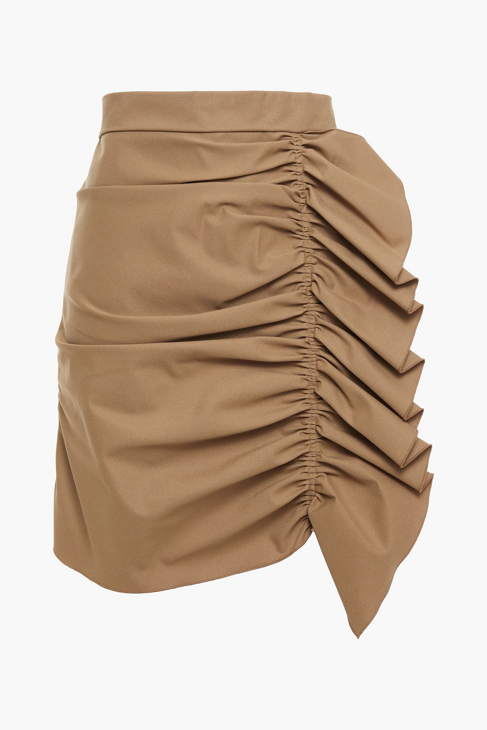 REDValentino - Ruffle-trimmed ruched crepe mini skirt - Neutral - IT 38