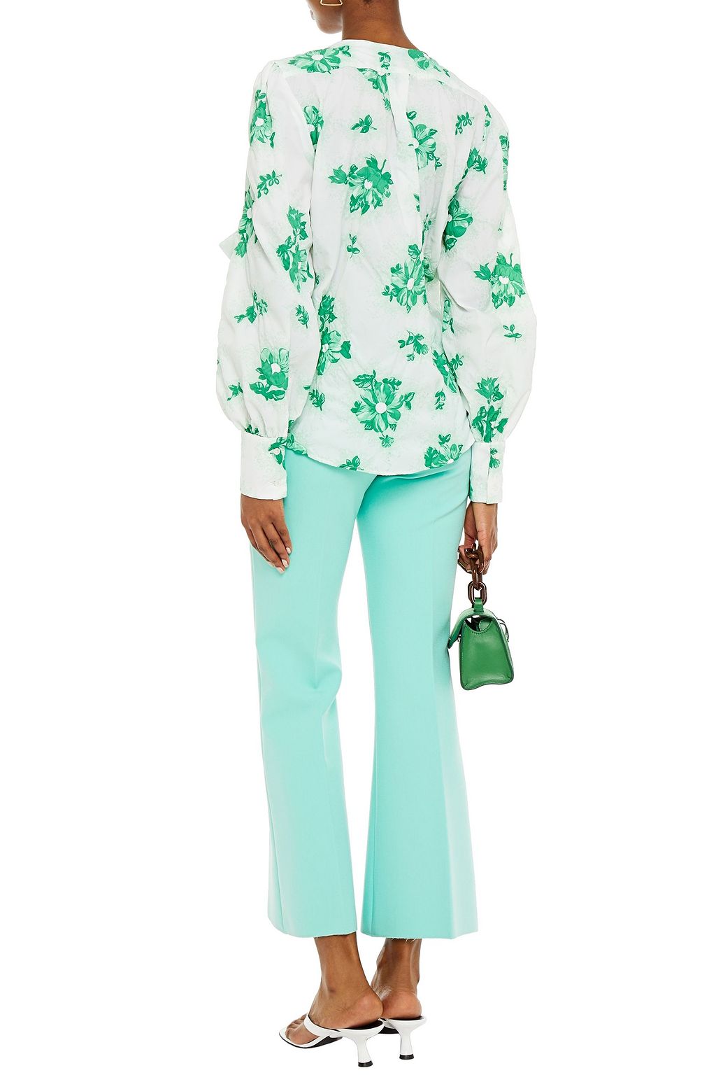 MSGM Bow-embellished floral-print taffeta blouse