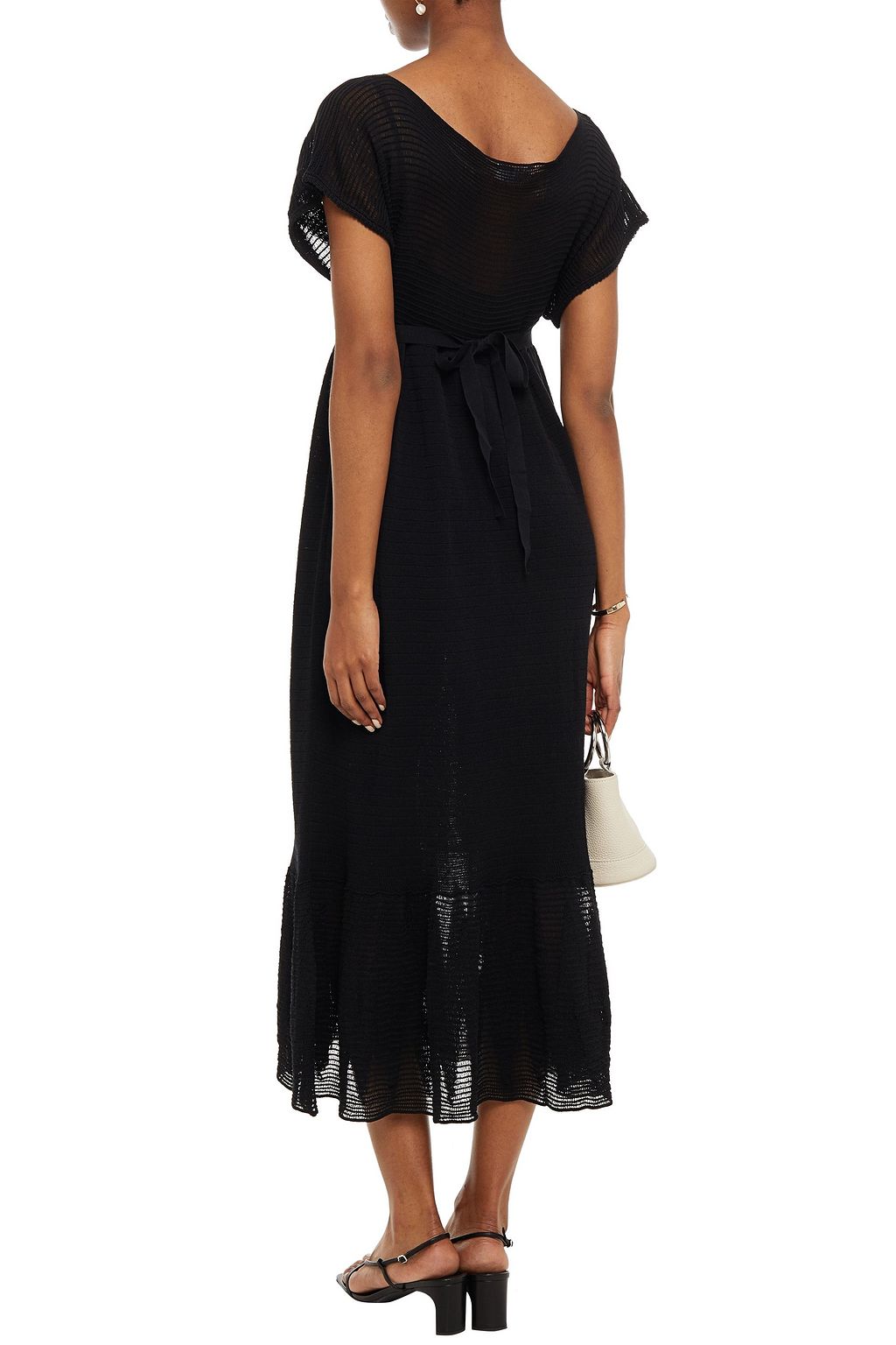 REDVALENTINO Studded crochet-knit cotton midi dress
