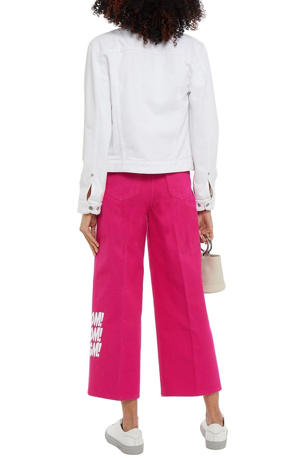 MSGM Cropped printed high-rise wide-leg jeans