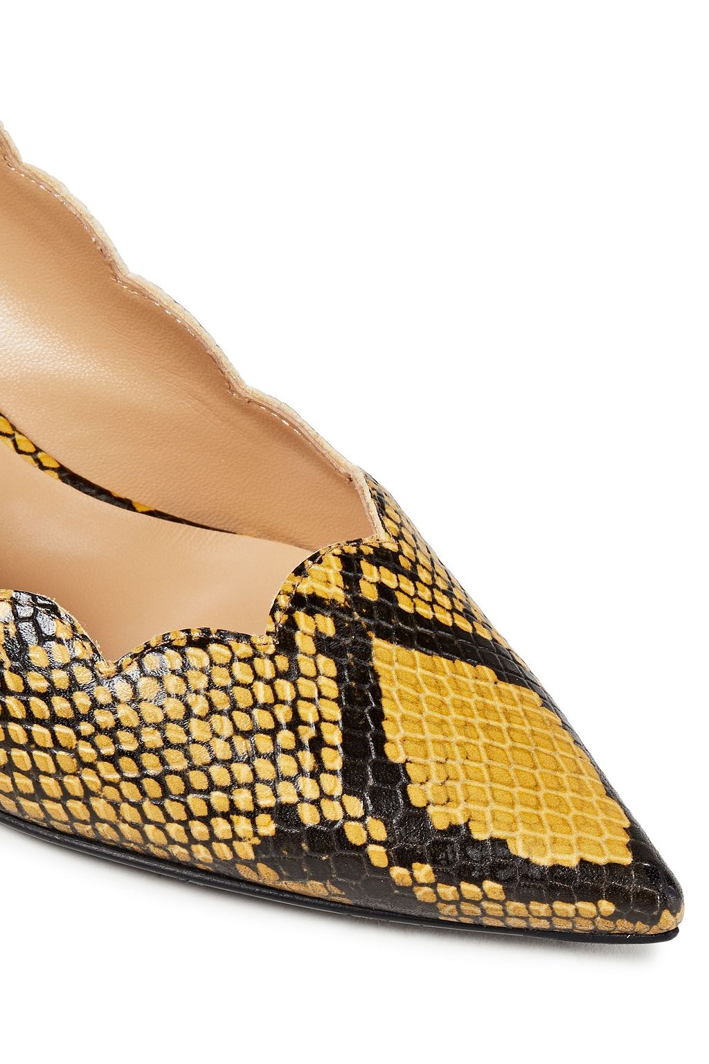 CHLOÉ Scalloped snake-effect leather pumps