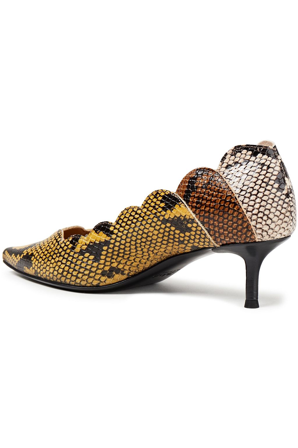 CHLOÉ Scalloped snake-effect leather pumps