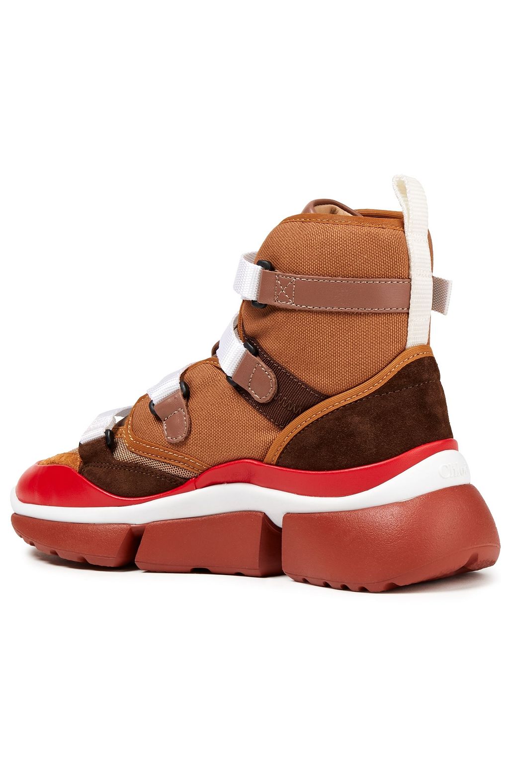 CHLOÉ Sonnie leather, suede and mesh high-top sneakers