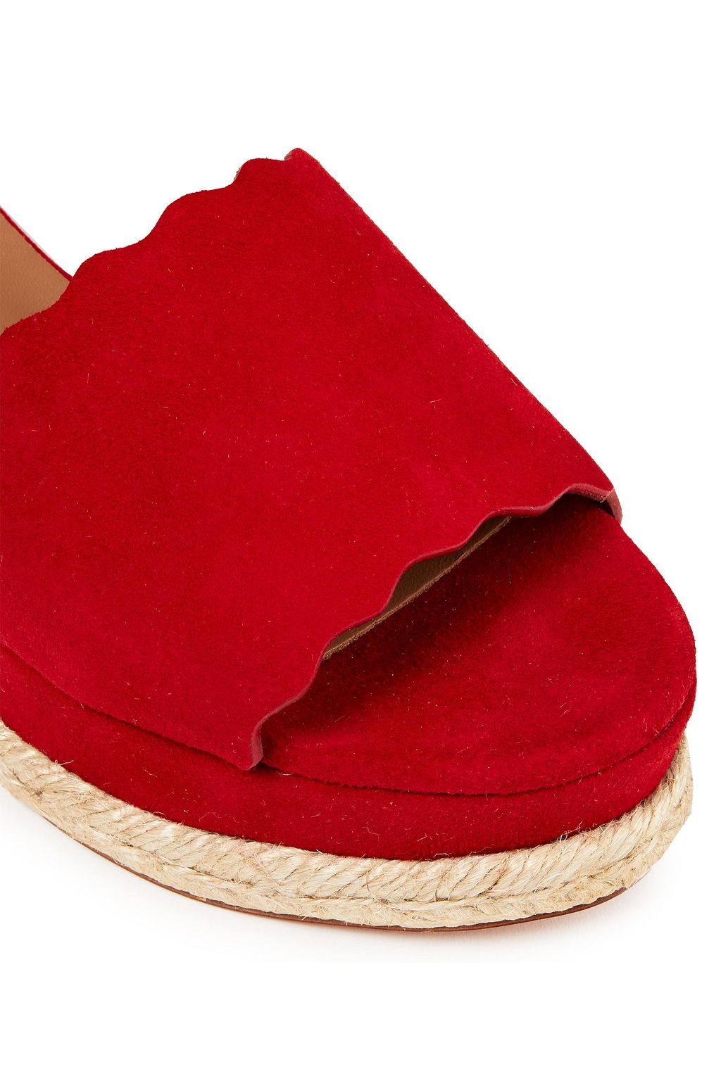 CHLOÉ Lauren scalloped suede espadrille platform sandals