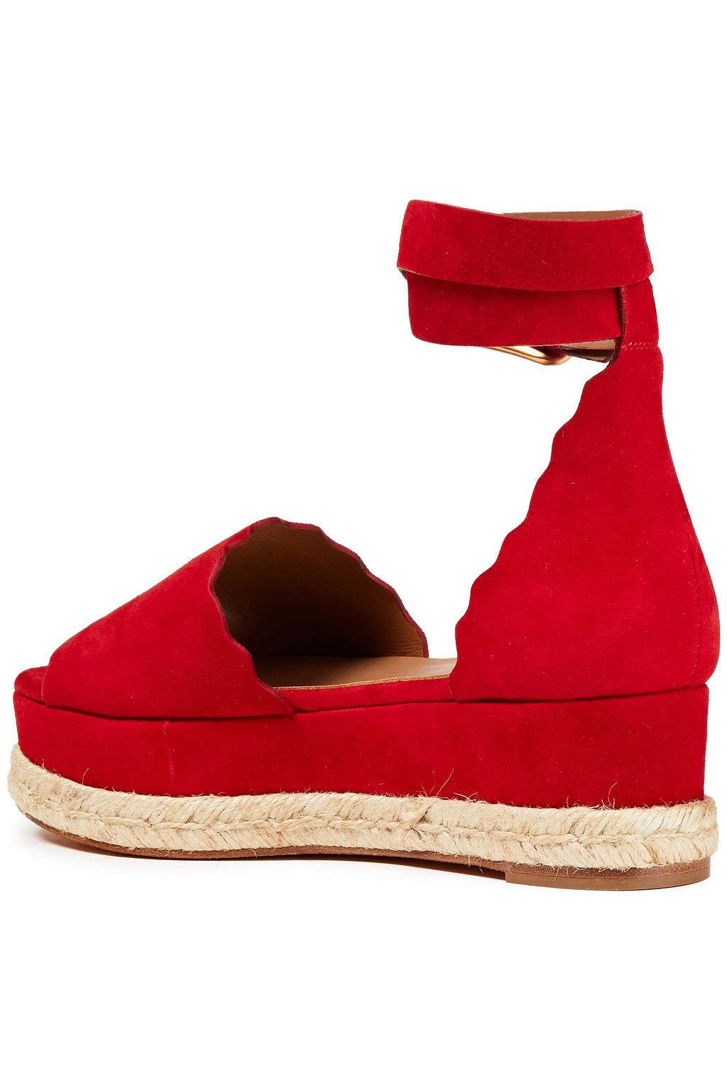 CHLOÉ Lauren scalloped suede espadrille platform sandals