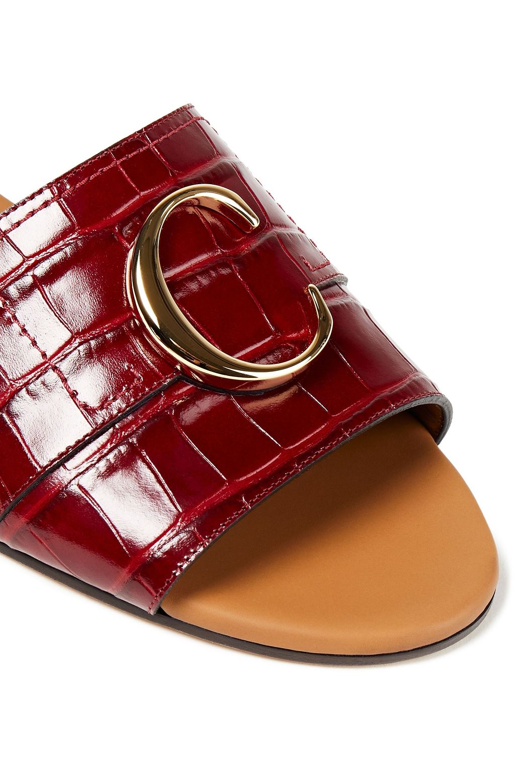 CHLOÉ Embellished croc-effect leather slides