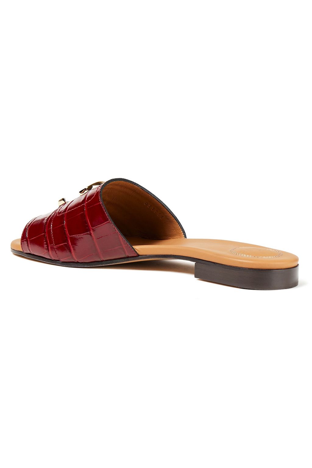 CHLOÉ Embellished croc-effect leather slides
