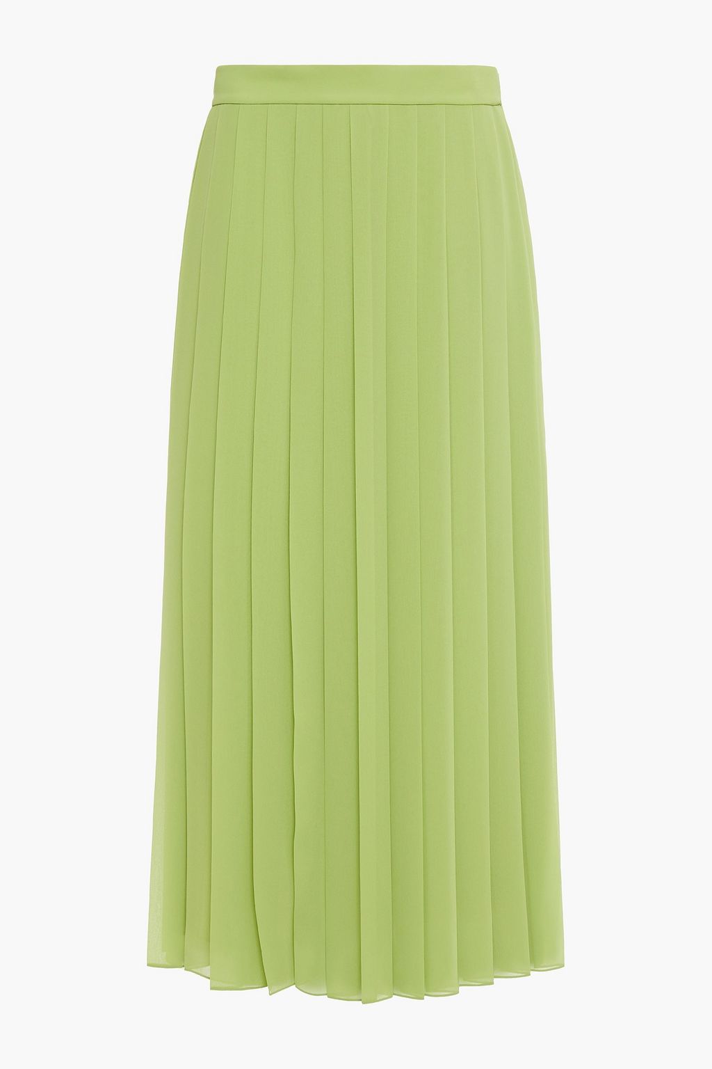 neon green pleated midi skirt