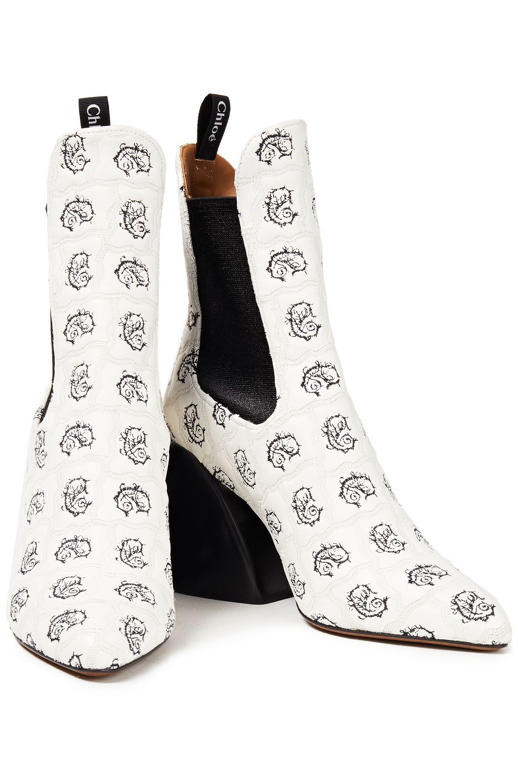 CHLOÉ Embroidered leather ankle boots