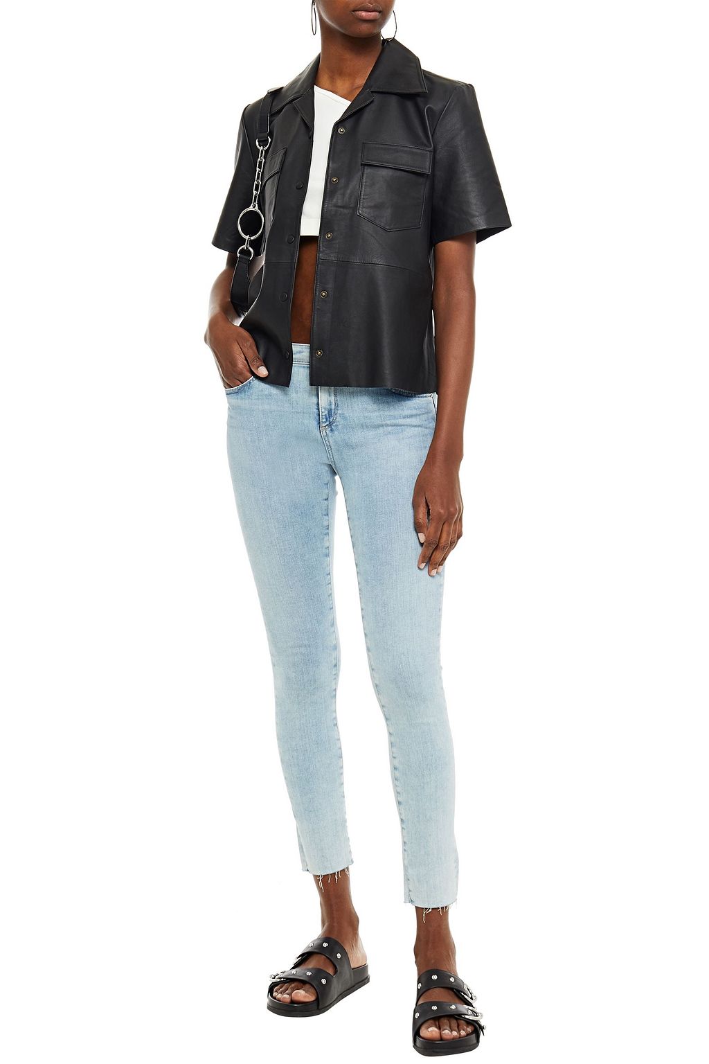 AG JEANS Faded mid-rise skinny jeans