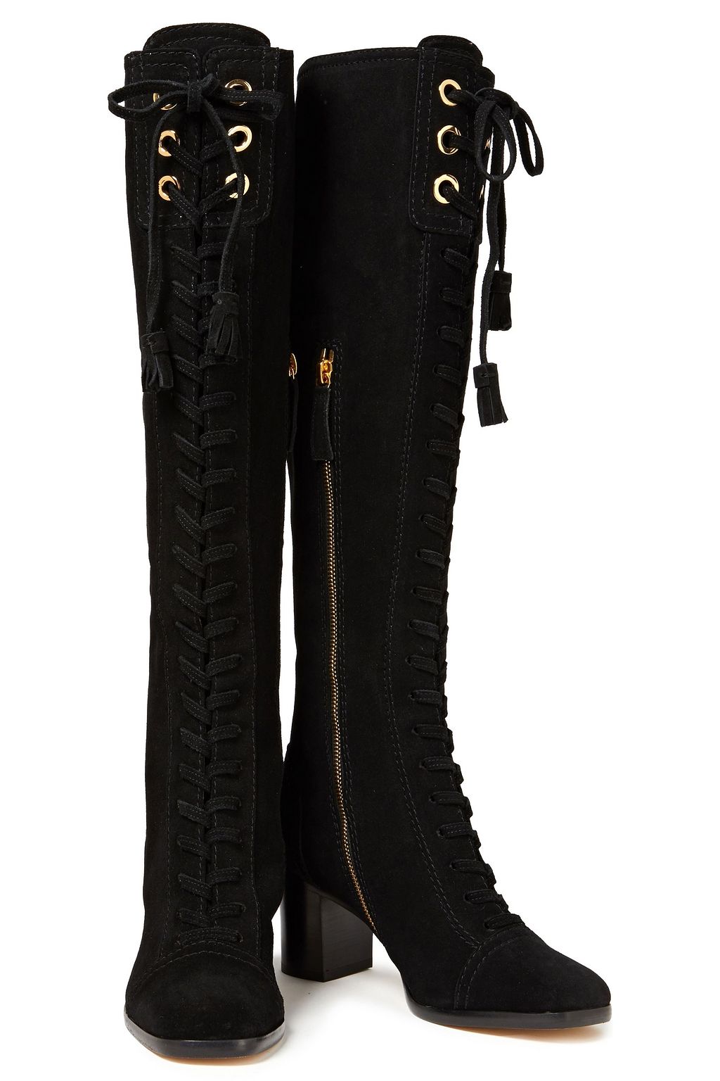 ALBERTA FERRETTI Lace-up suede knee boots
