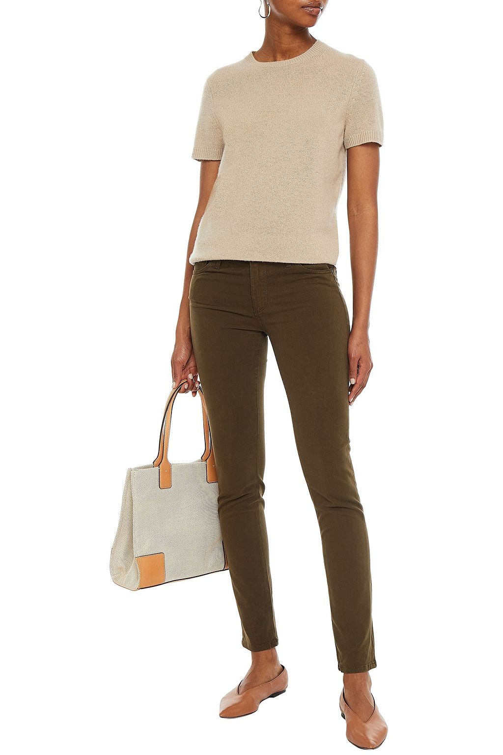 Army green Stretch-twill skinny pants 