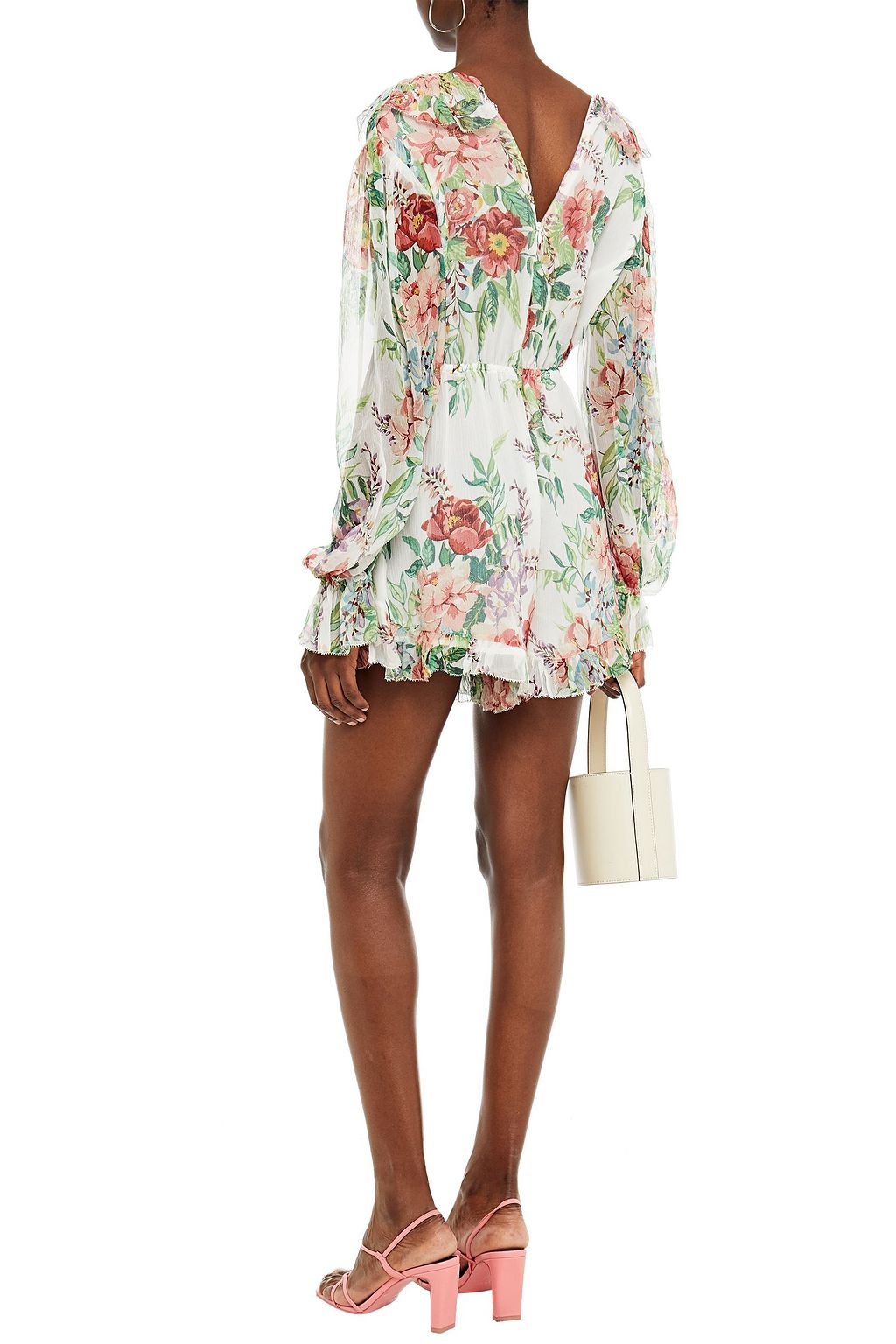 ZIMMERMANN Ruffle-trimmed floral-print silk-georgette playsuit