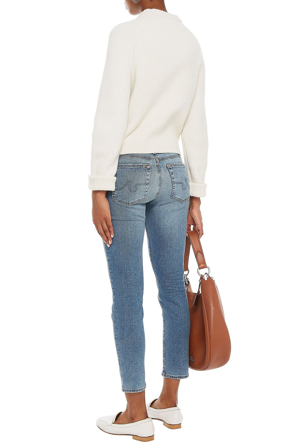 AG JEANS Cropped faded mid-rise slim-leg jeans