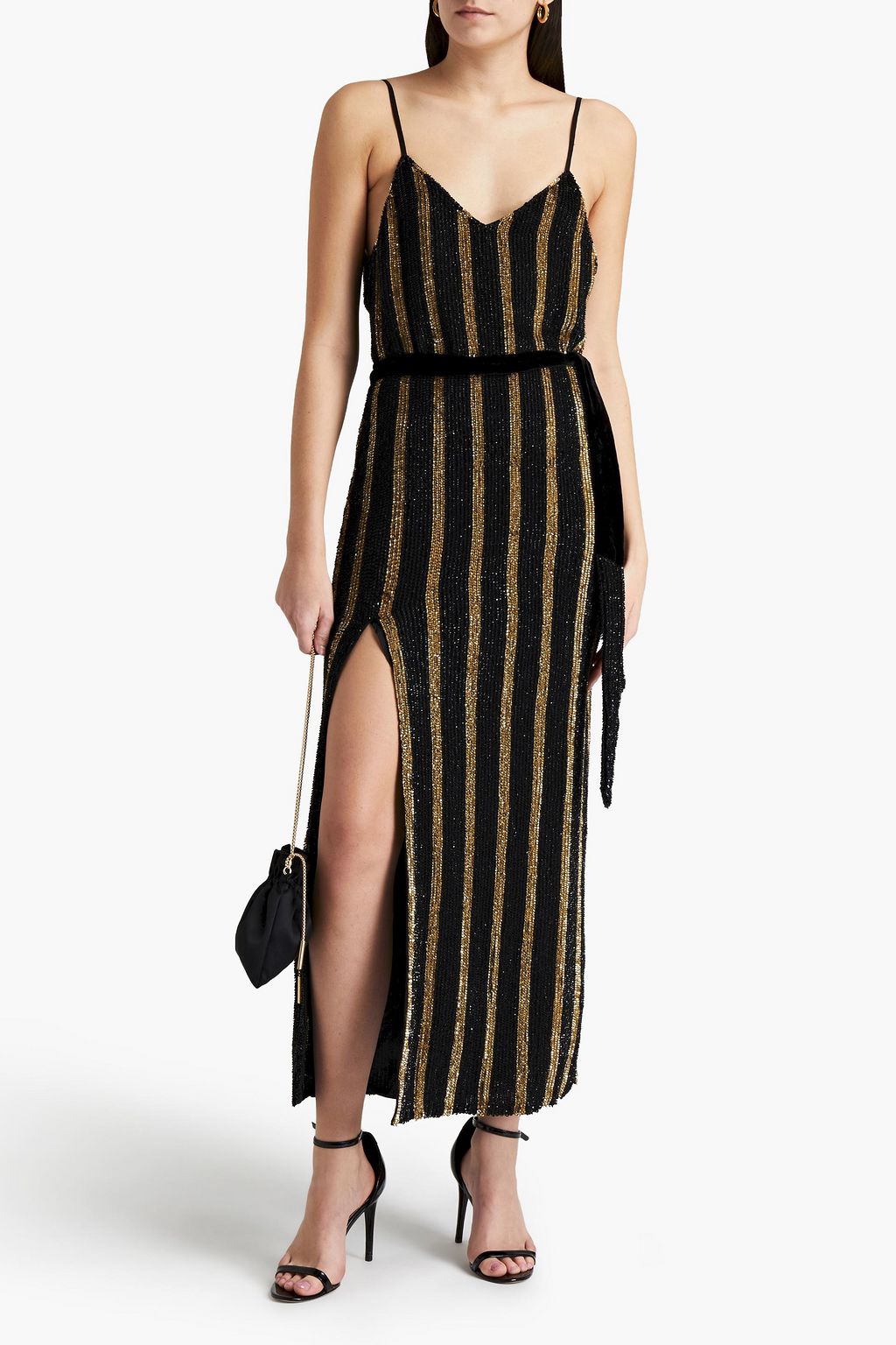 RETROFÊTE Rebecca sequined chiffon maxi dress