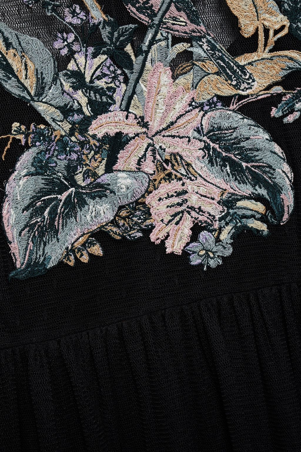 REDVALENTINO Embroidered gathered point d'esprit mini dress