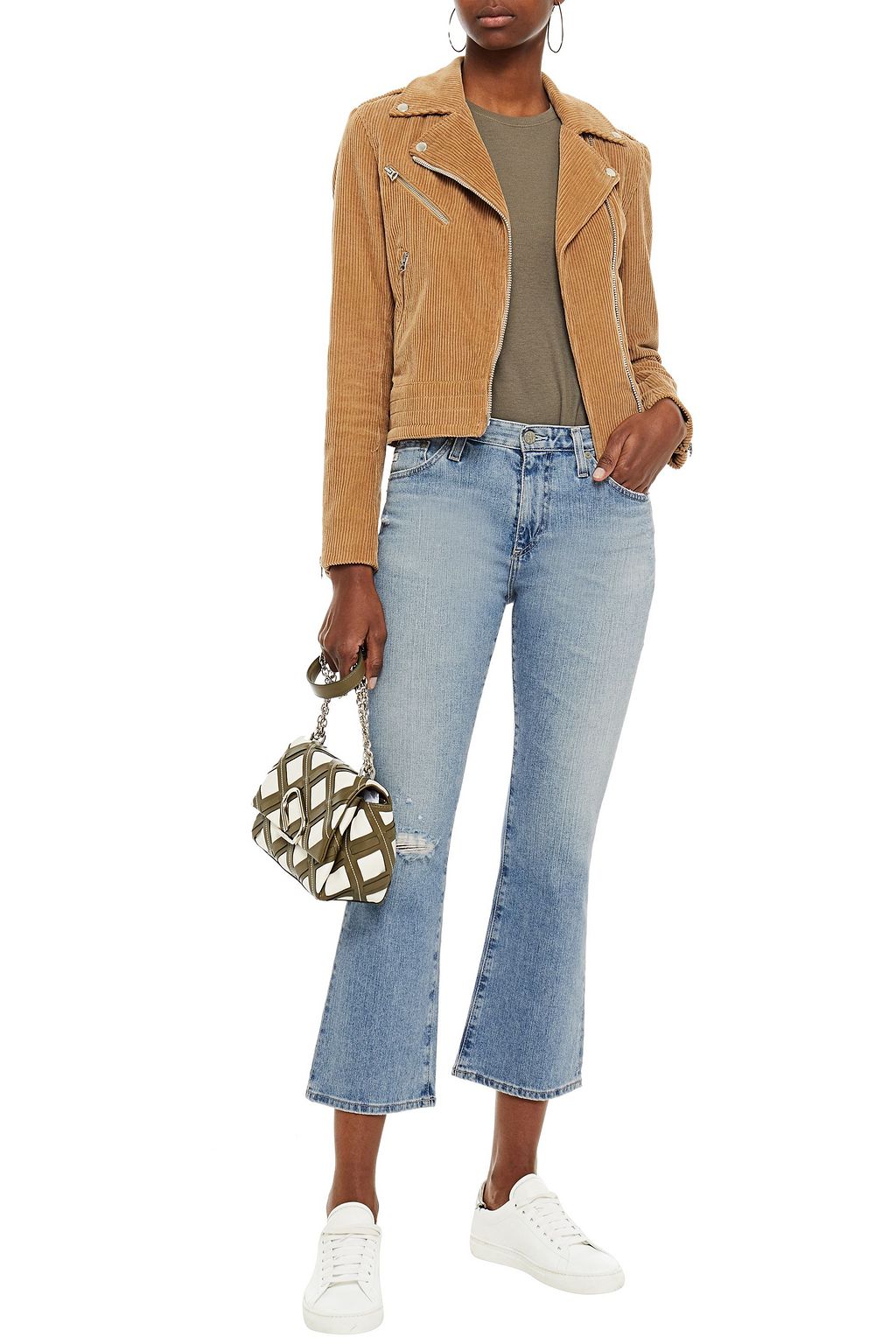 AG JEANS Distressed high-rise kick-flare jeans
