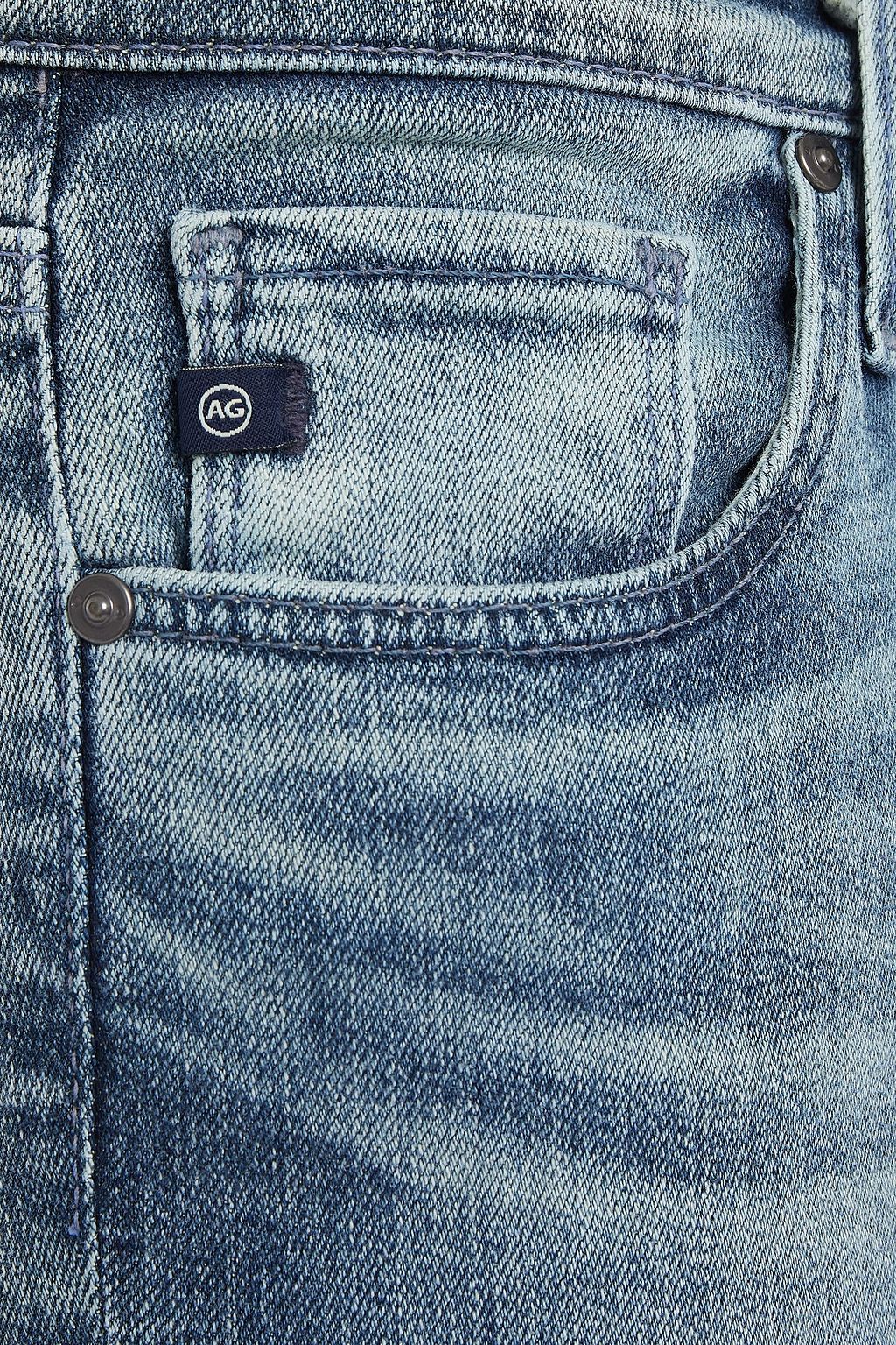AG JEANS Cropped distressed mid-rise skinny jeans
