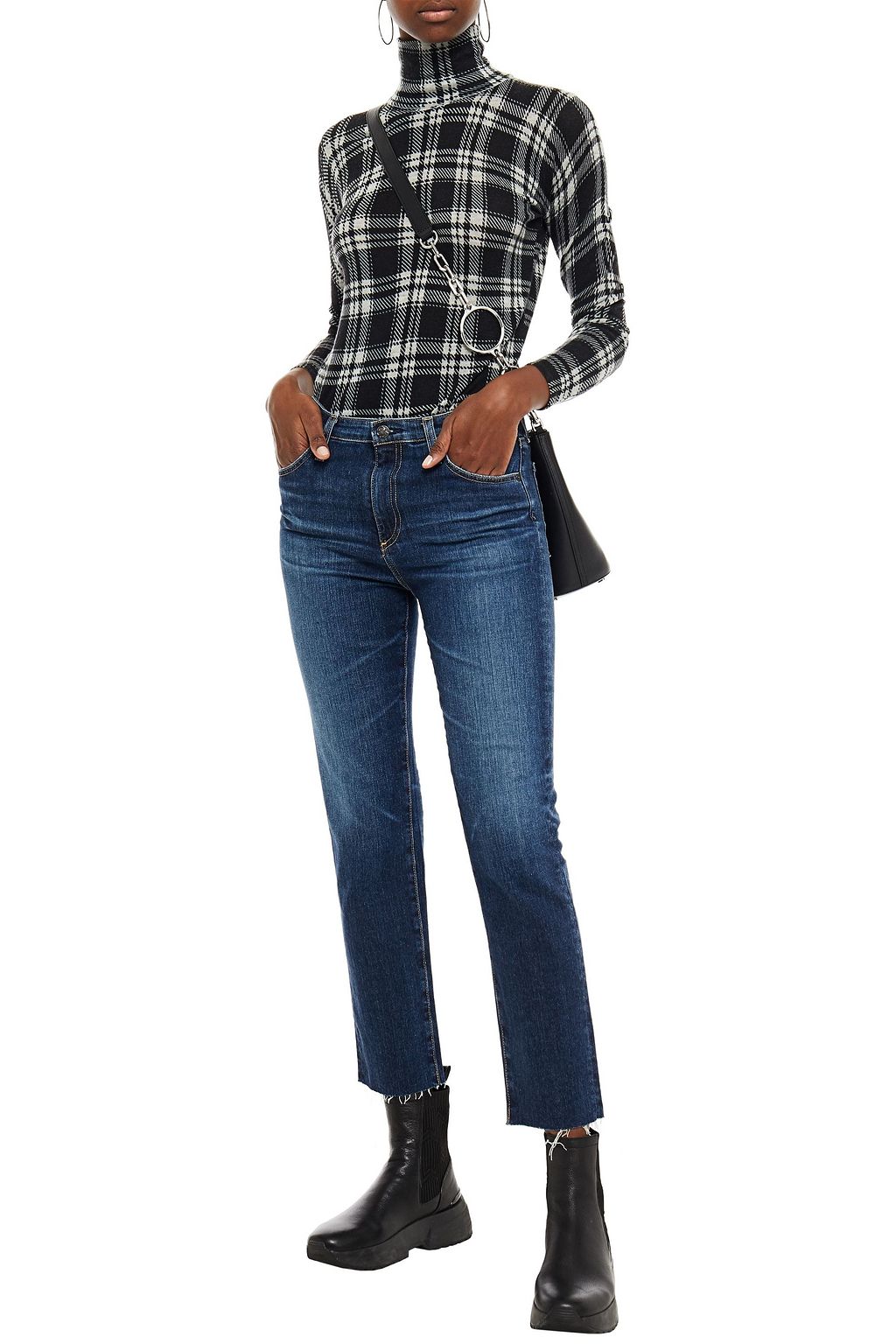 AG JEANS Cropped high-rise straight-leg jeans