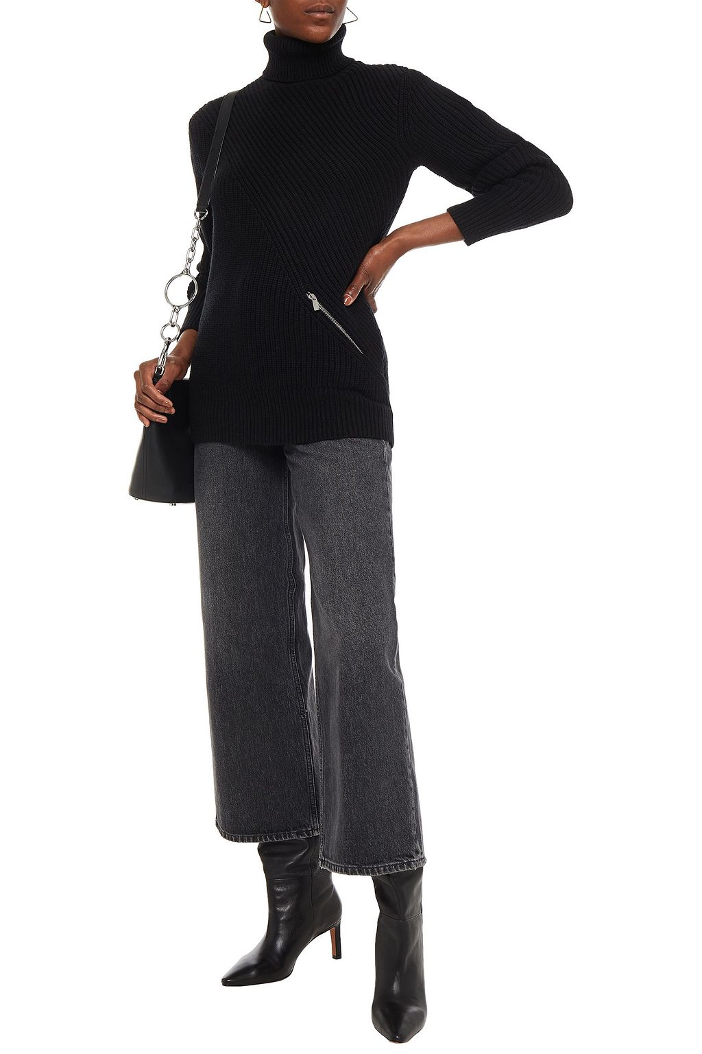 MICHAEL KORS COLLECTION Ribbed merino wool and cotton-blend sweater