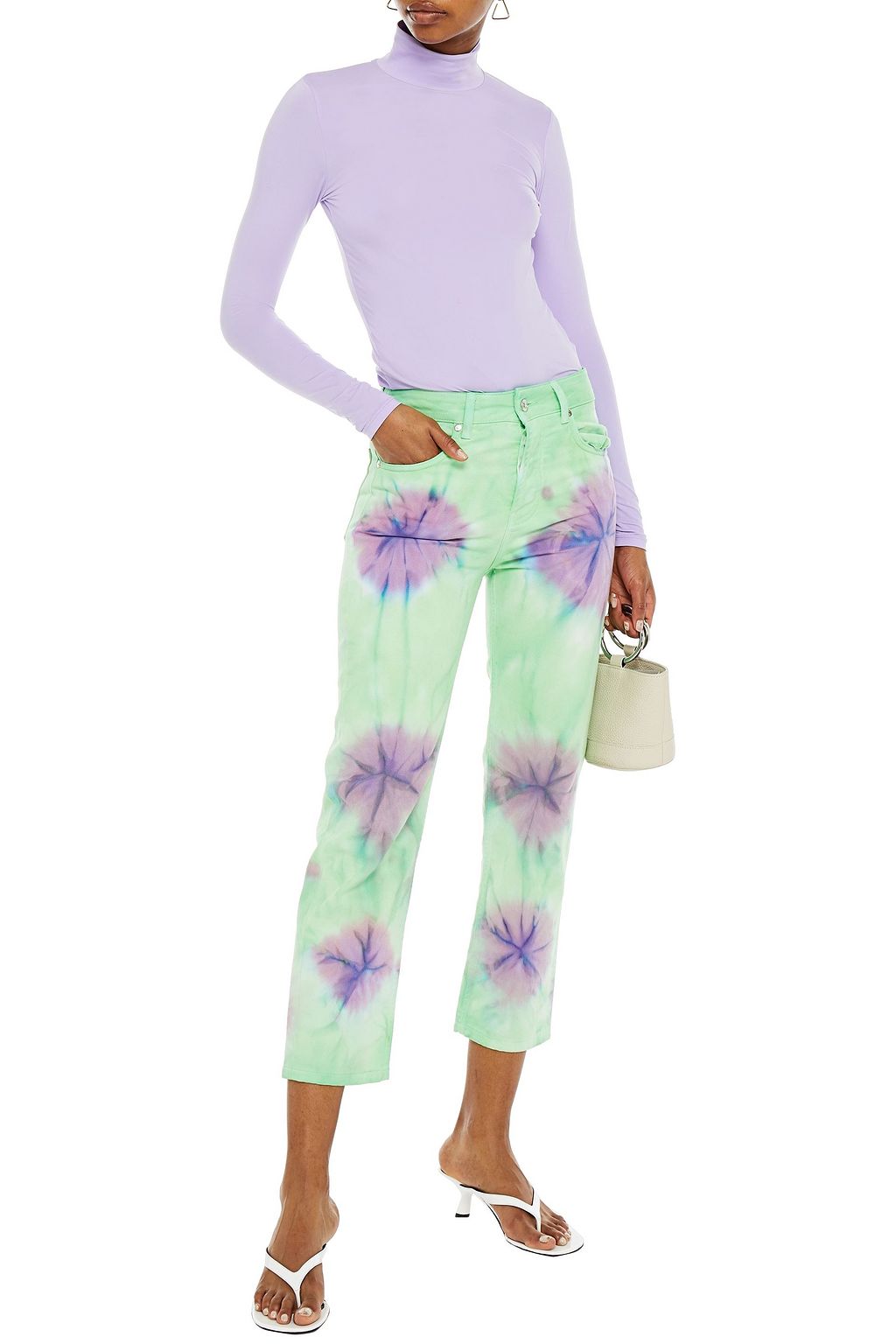 MSGM Tie-dyed high-rise straight-leg jeans