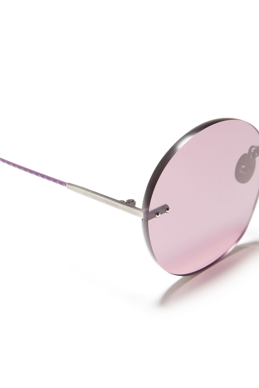 BOTTEGA VENETA Round-frame silver-tone sunglasses