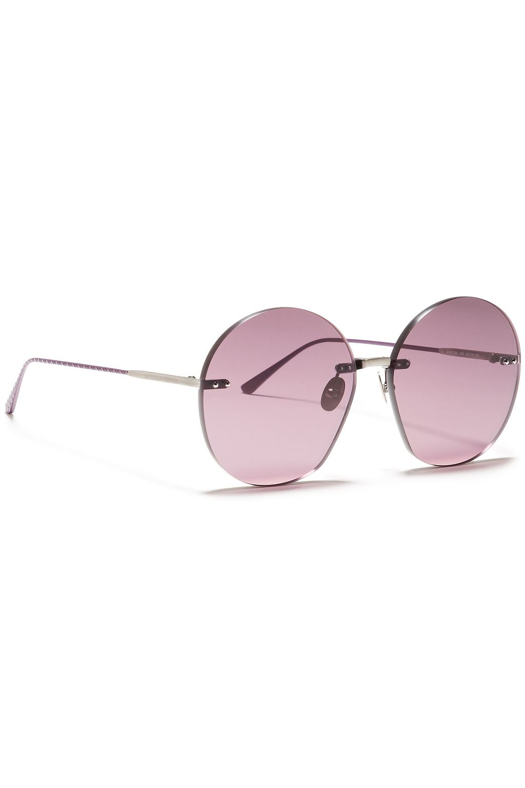 BOTTEGA VENETA Round-frame silver-tone sunglasses