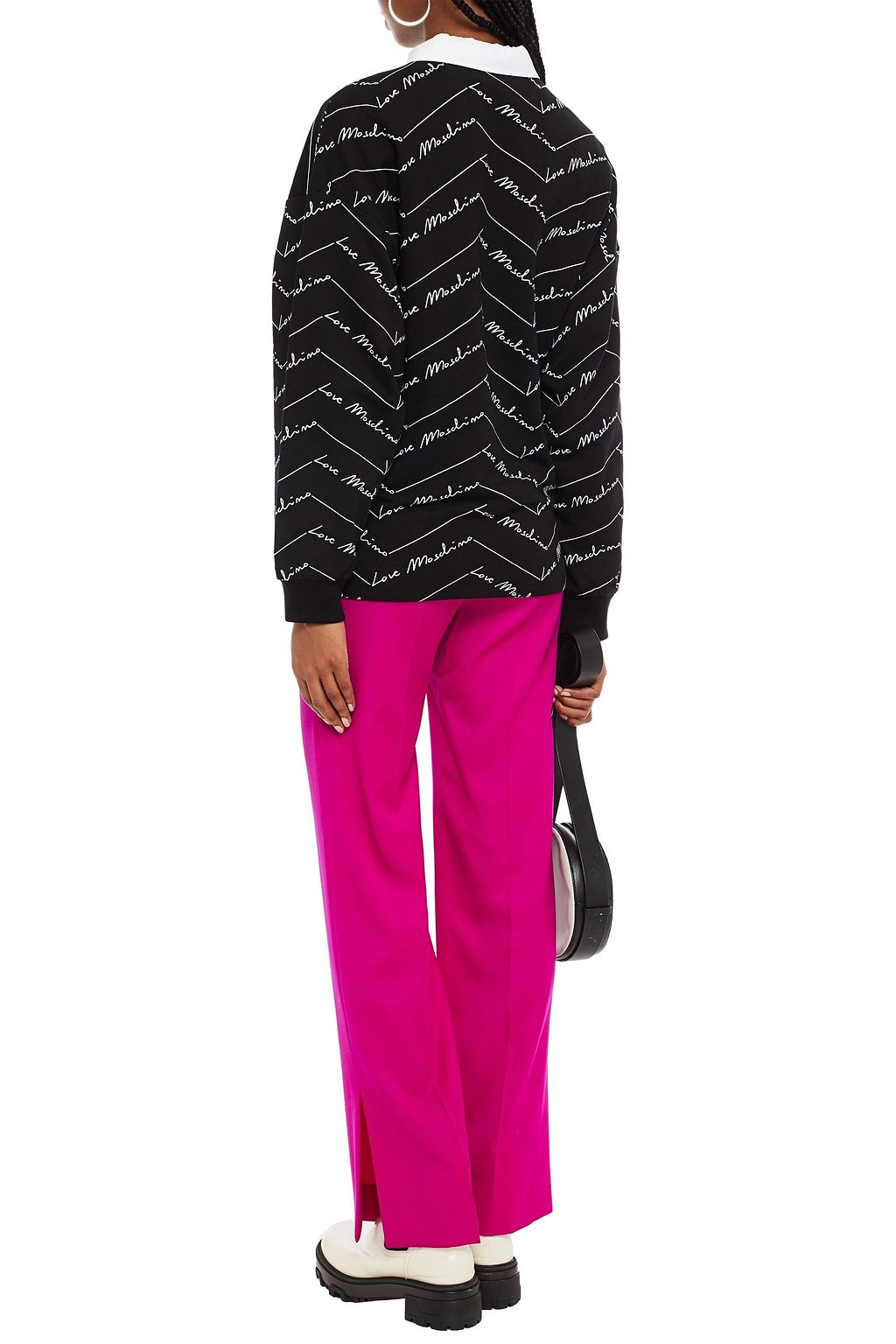 LOVE MOSCHINO Printed French cotton-blend terry sweatshirt