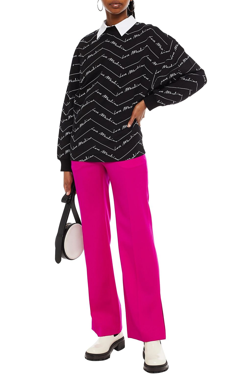 LOVE MOSCHINO Printed French cotton-blend terry sweatshirt