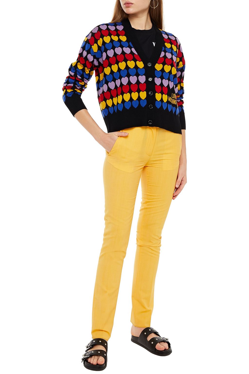 LOVE MOSCHINO Jacquard-knit wool-blend cardigan