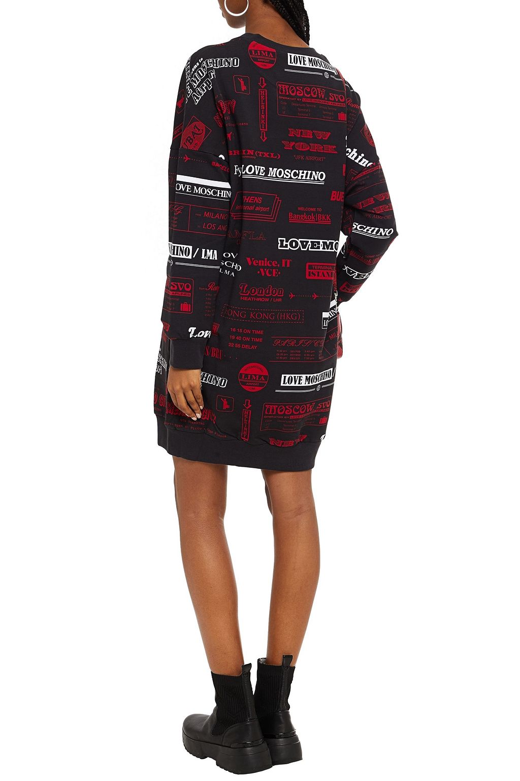 LOVE MOSCHINO Printed French cotton-blend terry mini dress