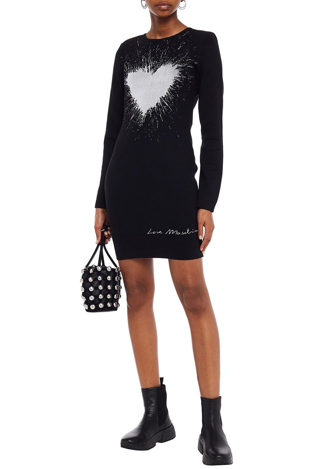 LOVE MOSCHINO Intarsia wool-blend mini dress