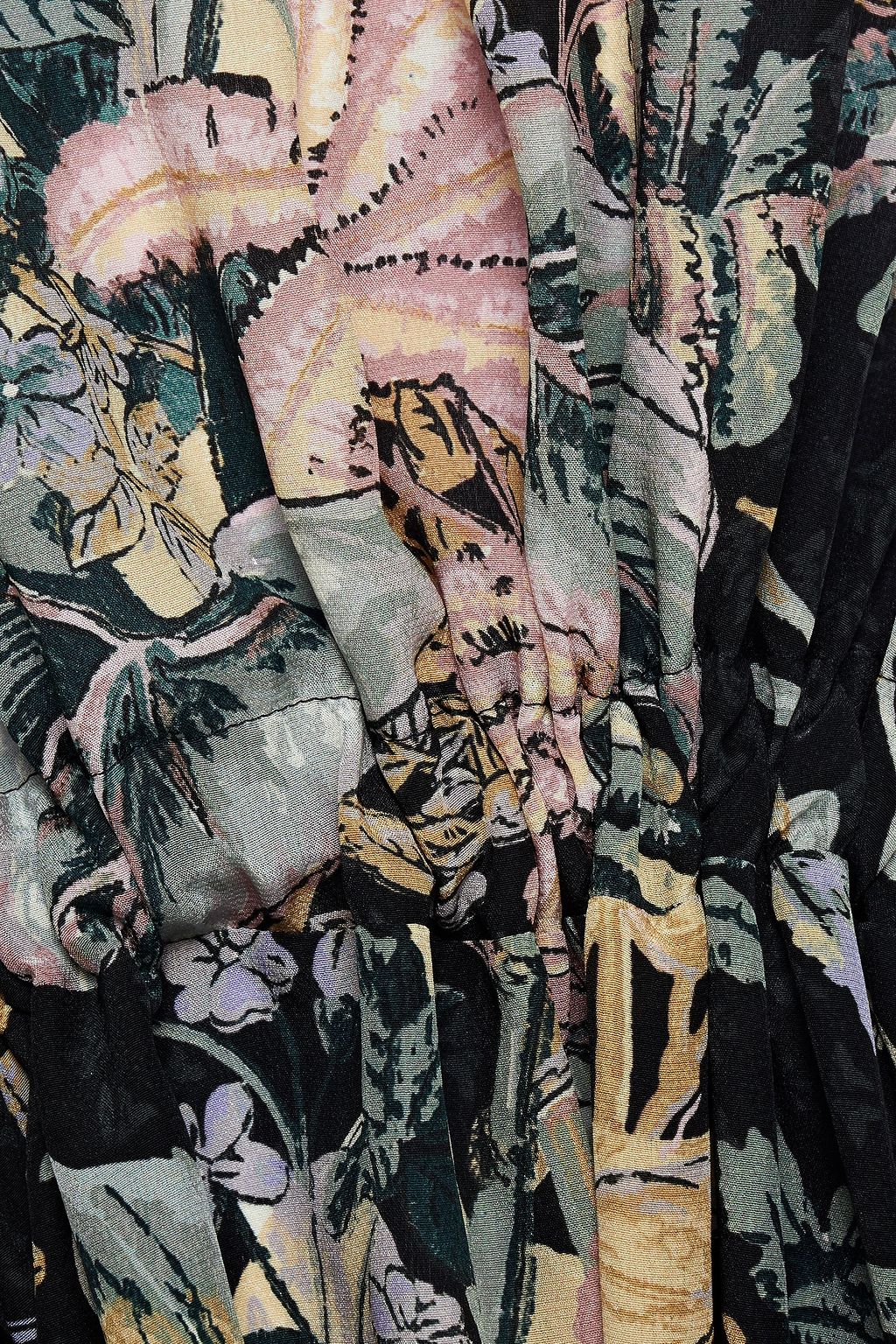 REDVALENTINO فستان بتصميم ملموم من قماش كريب دي شين الحريري المطبّع برسومات