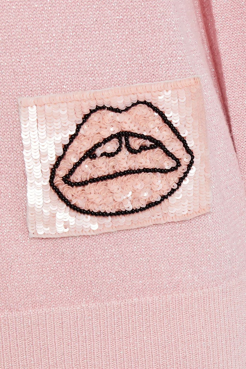 MARKUS LUPFER Mia Lip embellished metallic merino wool-blend hoodie