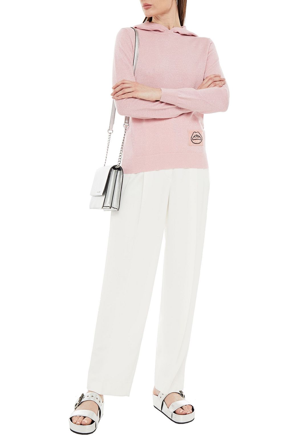 MARKUS LUPFER Mia Lip embellished metallic merino wool-blend hoodie