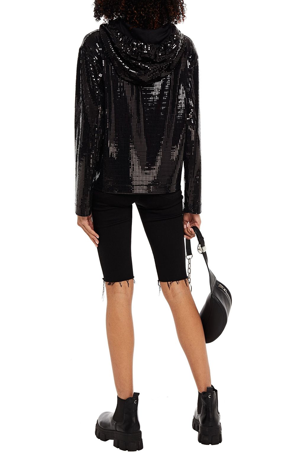 LOVE MOSCHINO Sequin-embellished stretch-jersey hoodie