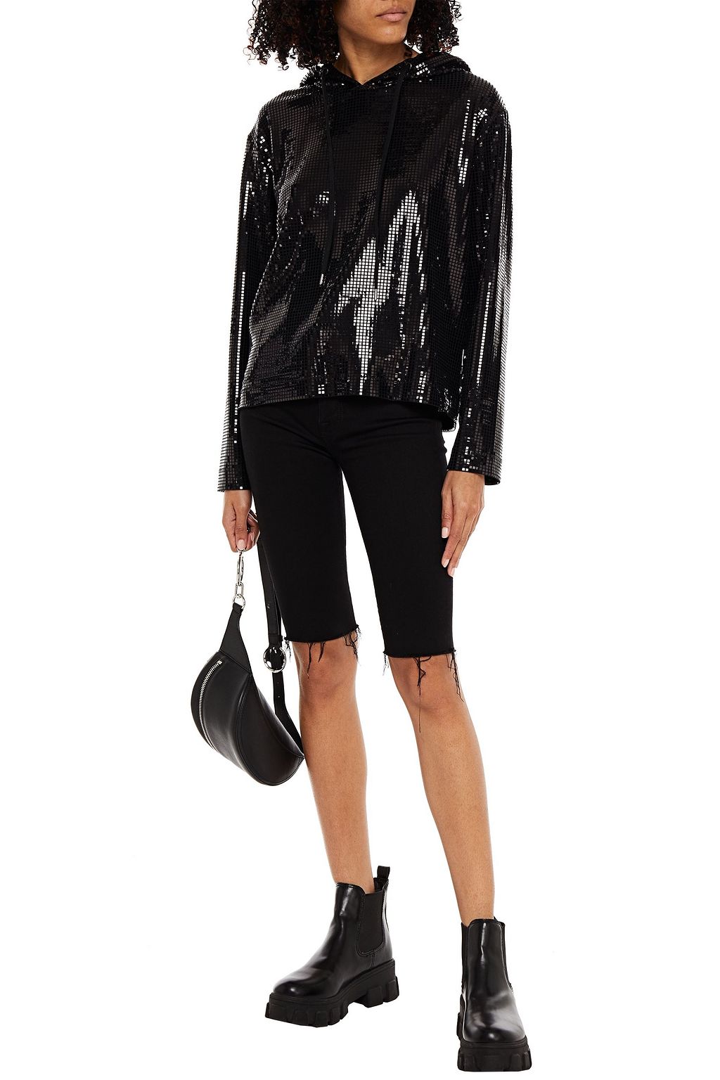 LOVE MOSCHINO Sequin-embellished stretch-jersey hoodie