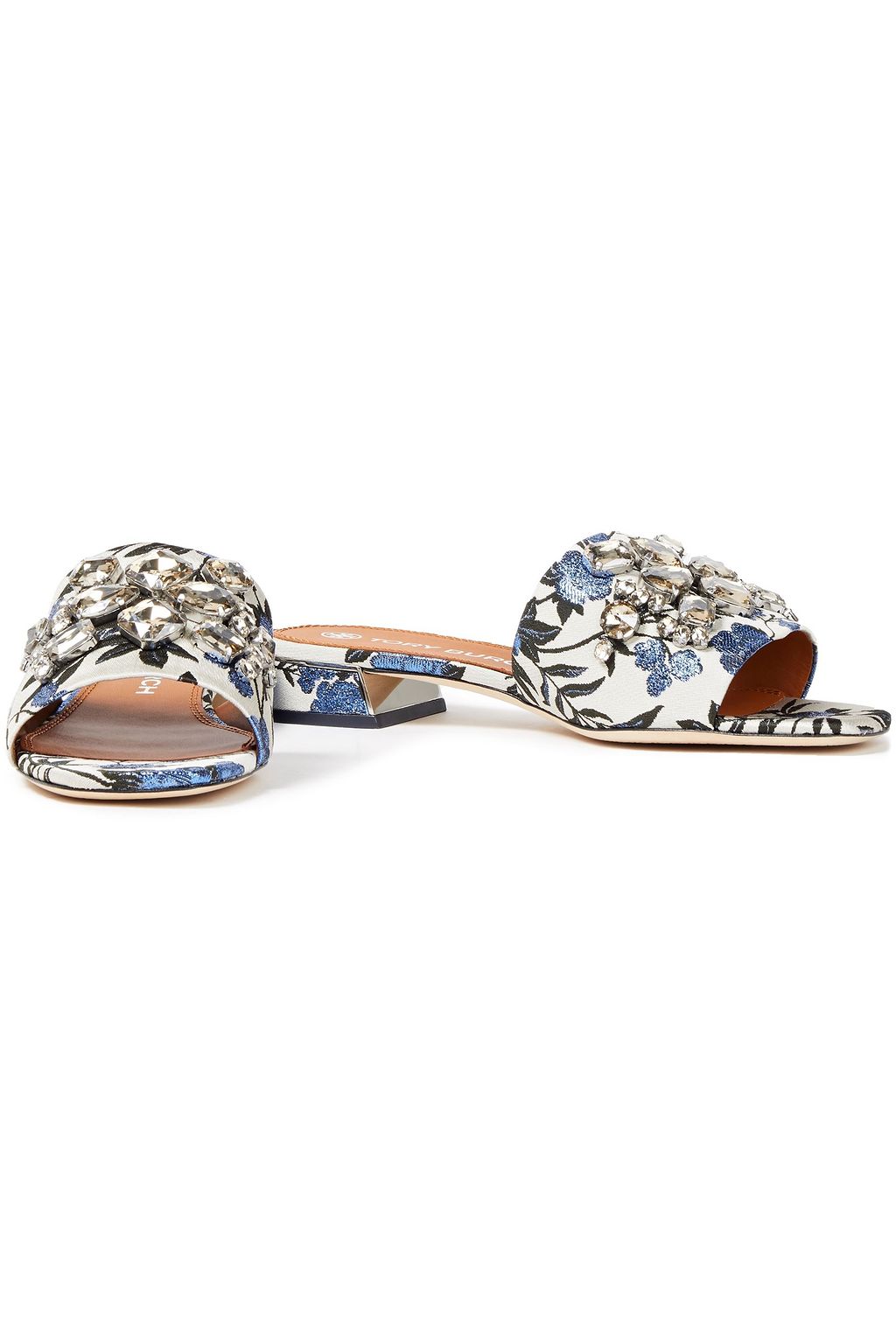 TORY BURCH Embellished brocade mules