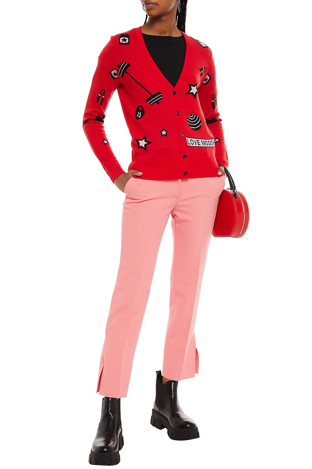 LOVE MOSCHINO Jacquard-knit cardigan
