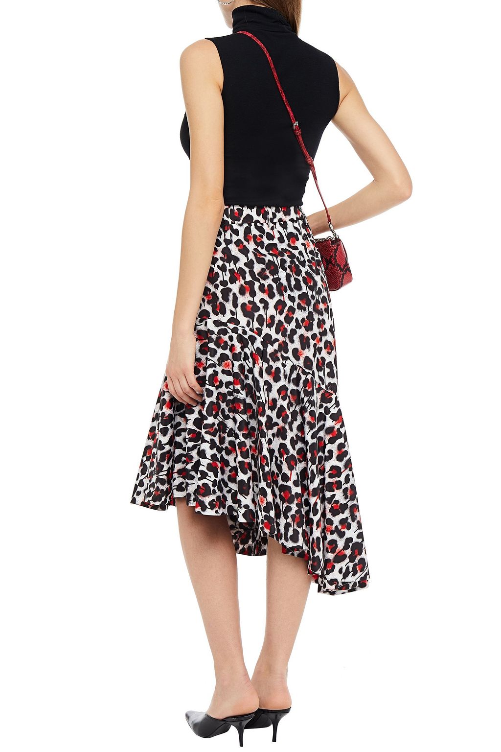 BOUTIQUE MOSCHINO Asymmetric printed shell midi skirt