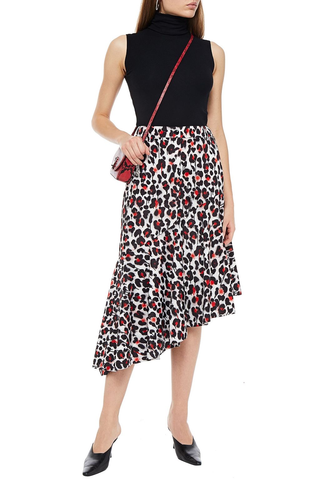 BOUTIQUE MOSCHINO Asymmetric printed shell midi skirt