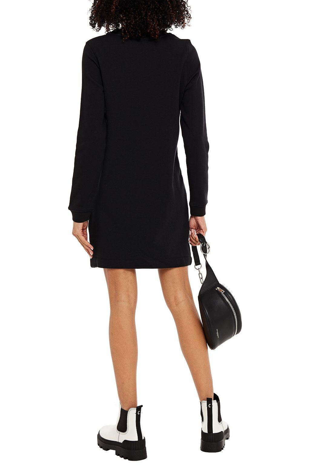 LOVE MOSCHINO Embellished printed French cotton-terry mini dress