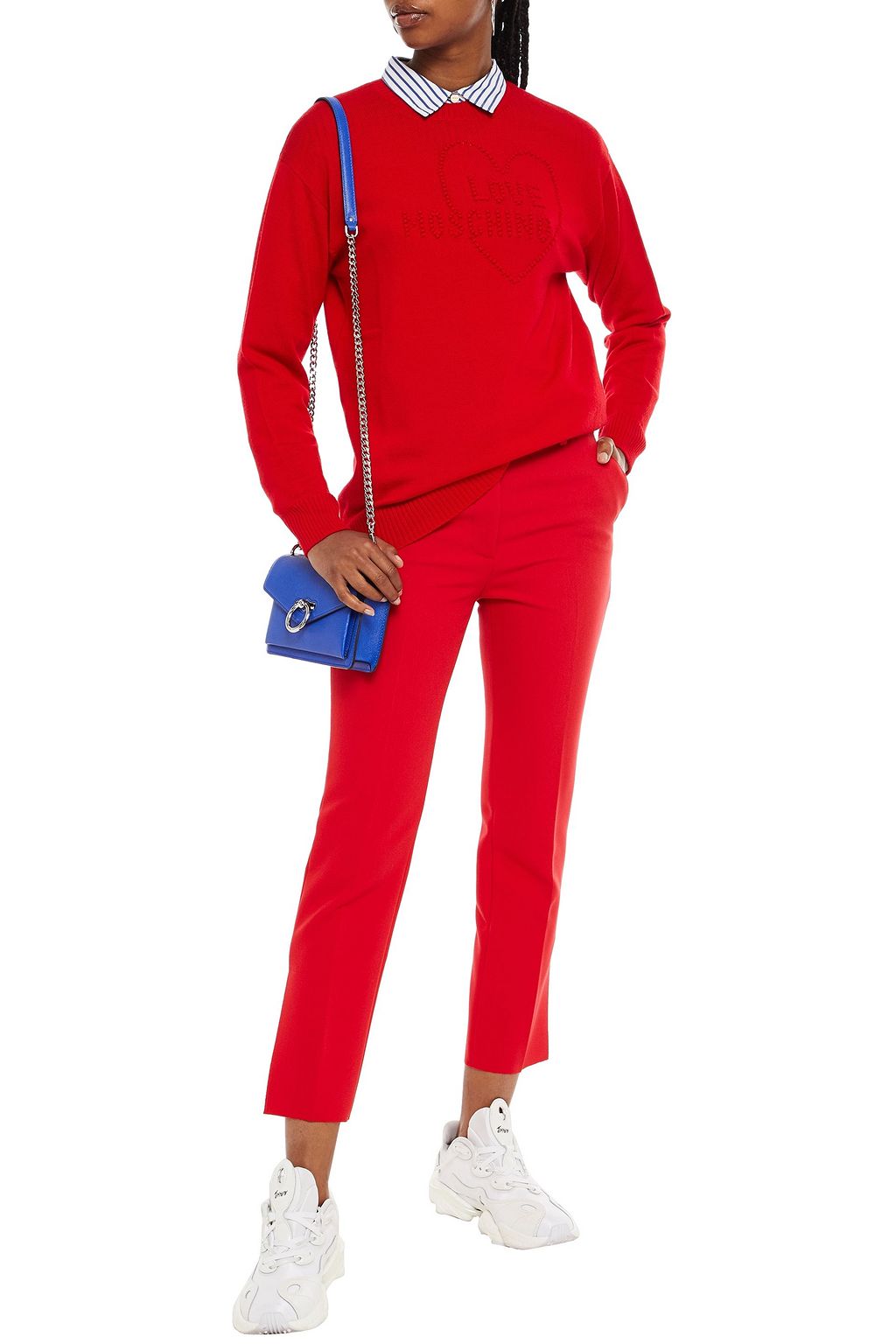 LOVE MOSCHINO Pompom-embellished wool sweater