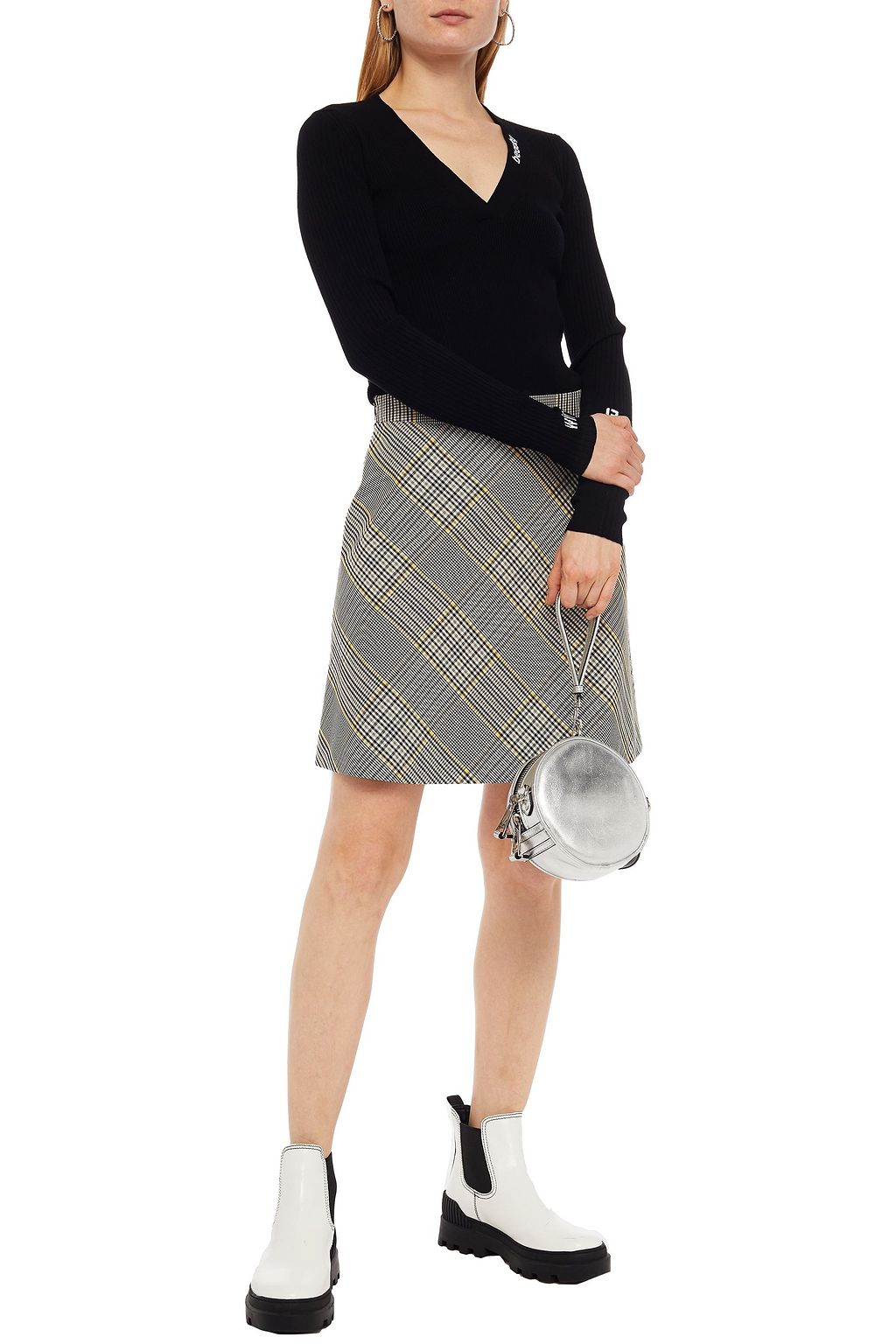 LOVE MOSCHINO Ribbed jacquard-knit sweater