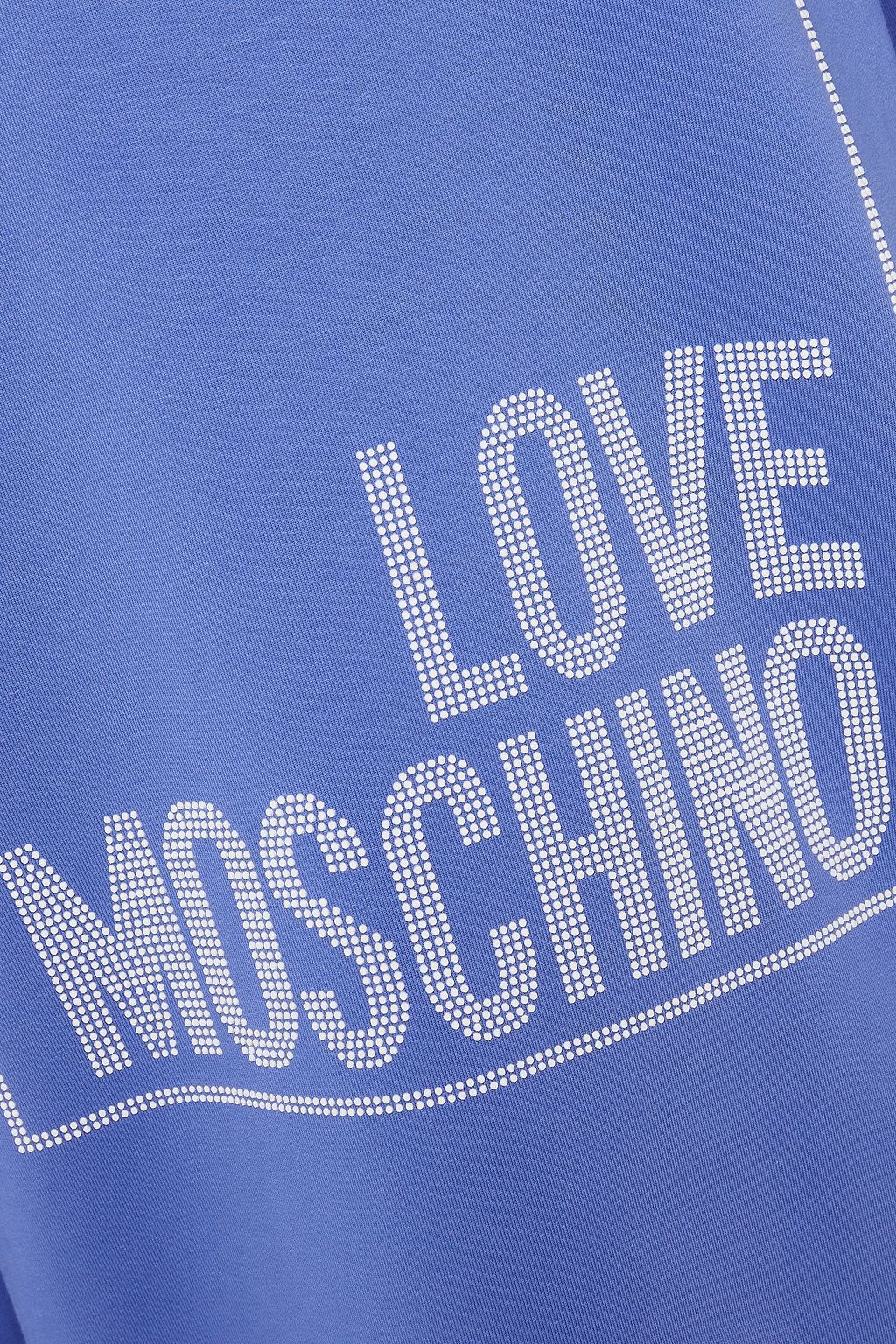 LOVE MOSCHINO Studded French cotton-blend terry mini dress